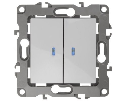 Выключатель 2-кл. с подсветкой IP20 12-1105-01 250В 10АХ белый ЭРА (Б0014657)