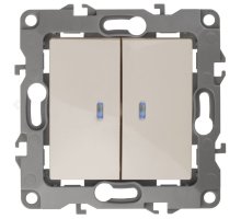 Выключатель 2-кл. с подсветкой IP20 12-1105-02 250В 10АХ слоновая кость ЭРА (Б0014658)