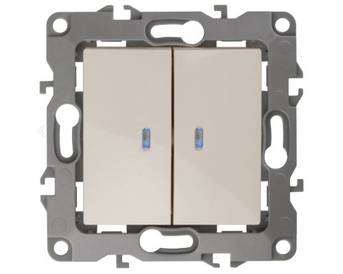Выключатель 2-кл. с подсветкой IP20 12-1105-02 250В 10АХ слоновая кость ЭРА (Б0014658)