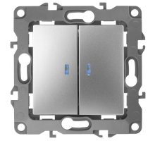 Выключатель 2-кл. с подсветкой IP20 12-1105-03 250В 10АХ алюминий ЭРА (Б0014659)