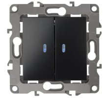 Выключатель 2-кл. с подсветкой IP20 12-1105-05 250В 10АХ антрацит ЭРА (Б0014661)
