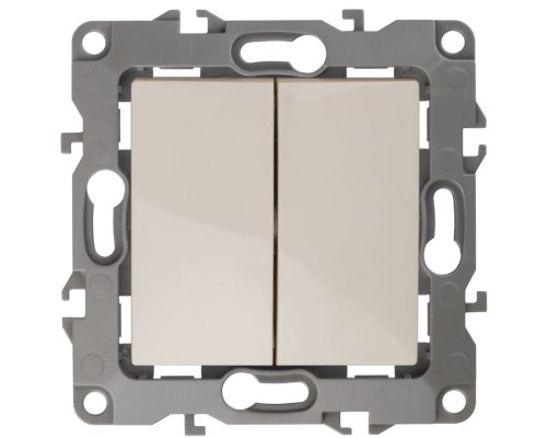 Переключатель двойной IP20 12-1106-02 250В 10АХ слоновая кость ЭРА (Б0014664)