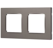 Рамка на 2 поста 12-5202-16, классик, серия 12 титан ЭРА (Б0067733)