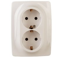 Розетка 12-2006-02 16А 250В 2X2P+E серия 12 слоновая кость Schuko (Б0038809)
