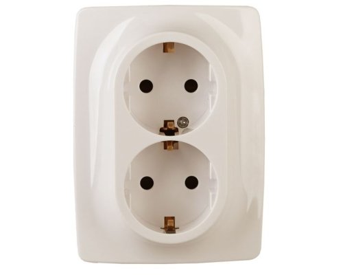Розетка 12-2006-02 16А 250В 2X2P+E серия 12 слоновая кость Schuko (Б0038809)