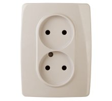 Розетка 12-2007-02 16А 250В 2X2P серия 12 слоновая кость ЭРА (Б0038811)