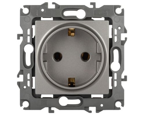 Розетка 12-2101-16 16А 250В 2P+E серия 12 титан Schuko (Б0065662)