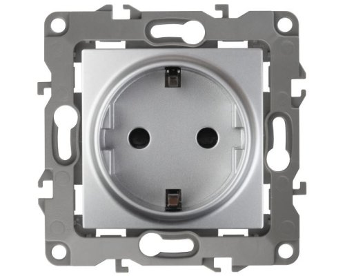Розетка 12-2102-03 16А IP20 250В 2P+E серия 12 алюминий Schuko (Б0014689)