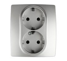 Розетка двойная 12-2104-03 16A IP20 250В 2X2P+E серия 12 алюминий Schuko (Б0014701)