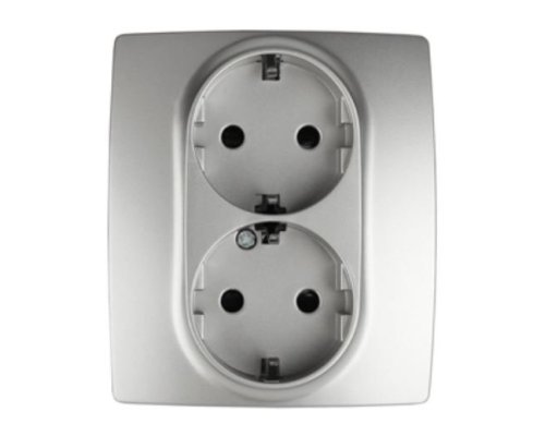Розетка двойная 12-2104-03 16A IP20 250В 2X2P+E серия 12 алюминий Schuko (Б0014701)