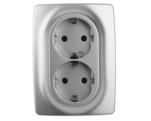 Розетка двойная 12-2106-03 16А IP20 250В 2X2P+E серия 12 алюминий Schuko (Б0031230)