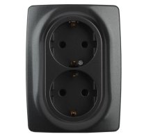 Розетка двойная 12-2106-05 16А IP20 250В 2X2P+E серия 12 антрацит Schuko (Б0031232)