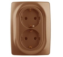 Розетка двойная 12-2106-14 16А IP20 250В 2X2P+E серия 12 медь Schuko (Б0031236)