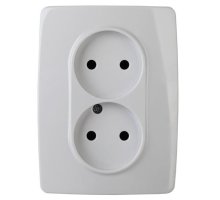 Розетка двойная 12-2107-01 16А IP20 250В 2X2P серия 12 белый ЭРА (Б0031238)