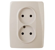 Розетка двойная 12-2107-02 16А IP20 250В 2X2P серия 12 слоновая кость ЭРА (Б0031239)