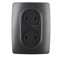 Розетка двойная 12-2107-05 16А IP20 250В 2X2P серия 12 антрацит ЭРА (Б0031242)