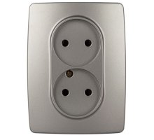 Розетка двойная 12-2107-16 16А 250В 2X2P серия 12 титан ЭРА (Б0065644)