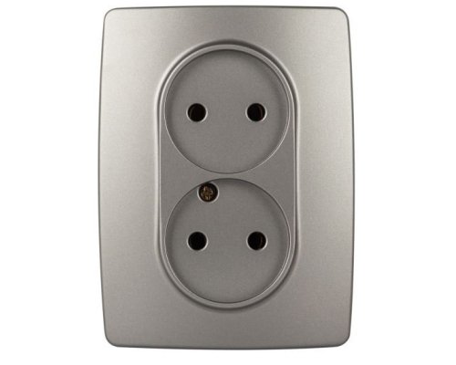Розетка двойная 12-2107-16 16А 250В 2X2P серия 12 титан ЭРА (Б0065644)
