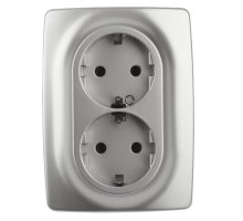 Розетка 12-2108-03 16А IP20 250В 2X2P+E серия 12 алюминий Schuko (Б0036444)