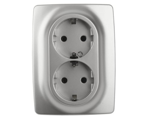 Розетка 12-2108-03 16А IP20 250В 2X2P+E серия 12 алюминий Schuko (Б0036444)