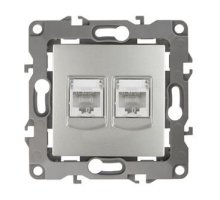 Розетка двойная 12-3108-03 IP20 2XRJ45 серия 12 алюминий ЭРА (Б0014731)