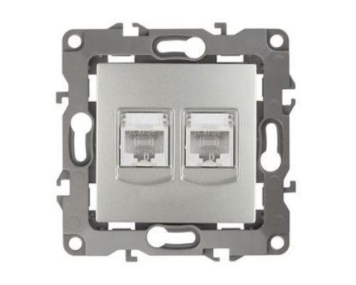 Розетка двойная 12-3108-03 IP20 2XRJ45 серия 12 алюминий ЭРА (Б0014731)