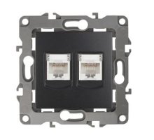 Розетка двойная 12-3108-05 IP20 2XRJ45 серия 12 антрацит ЭРА (Б0014733)