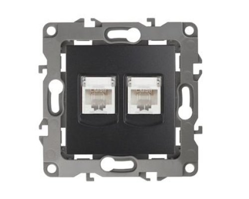 Розетка двойная 12-3108-05 IP20 2XRJ45 серия 12 антрацит ЭРА (Б0014733)