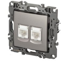 Розетка двойная 12-3108-16 2XRJ45 серия 12 титан ЭРА (Б0065665)