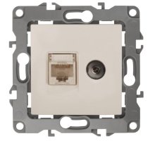 Розетка RJ45+TV 12-3110-02 IP20 серия 12 слоновая кость ЭРА (Б0027442)