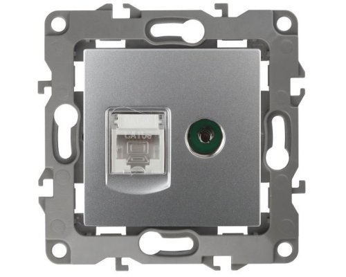 Розетка RJ45+TV 12-3110-03 IP20 серия 12 алюминий ЭРА (Б0027443)