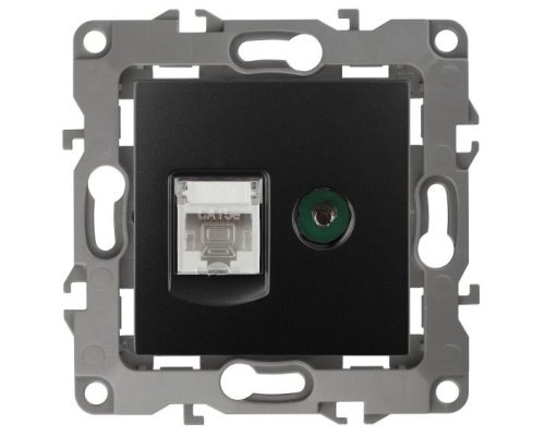 Розетка RJ45+TV 12-3110-05 IP20 серия 12 антрацит ЭРА (Б0027445)