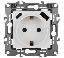 Розетка с USB type-A+C 12-4108-01 16А 250В 5В-3А 2P+E серия 12 белый ЭРА (Б0067752)