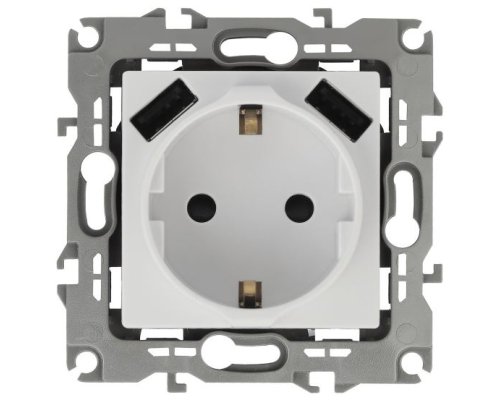 Розетка с 2xUSB 12-4109-01 16А 250В 5В-3А 2P+E серия 12 белый ЭРА (Б0047840)