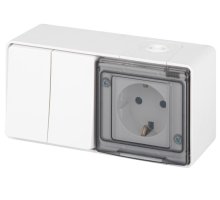 Блок: розетка с выключателем ОУ Эксперт 11-7502-01 16A-10AX IP55 250В белый ЭРА (Б0063270)