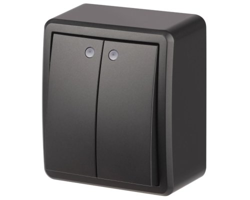 Выключатель 2-кл. ОУ Эксперт IP20 11-1205-05 250В 10АХ антрацит ЭРА (Б0063021)