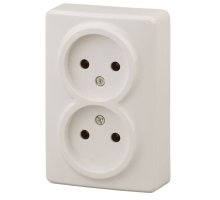 Розетка двойная ОУ Эксперт 11-2202-02 16А IP20 250В 2х2P слоновая кость ЭРА (Б0020683)