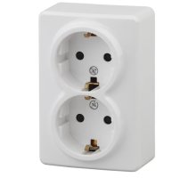 Розетка двойная ОУ Эксперт 11-2205-01 16А IP20 250В 2х2P+E белый Schuko (Б0020691)