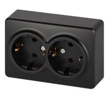 Розетка двойная ОУ Эксперт 11-2205-05 16А IP20 250В 2х2P+E антрацит Schuko (Б0063047)