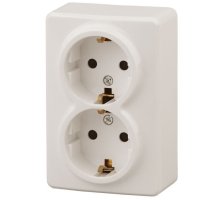 Розетка двойная ОУ Эксперт 11-2206-02 16А IP20 250В 2х2P+E слоновая кость Schuko (Б0020695)