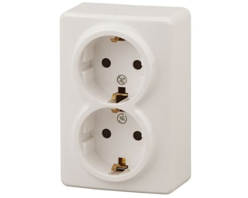 Розетка двойная ОУ Эксперт 11-2206-02 16А IP20 250В 2х2P+E слоновая кость Schuko (Б0020695)