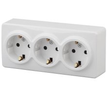 Розетка тройная ОУ Эксперт 11-2208-01 16А IP20 250В 3х2P+E белый Schuko (Б0020700)