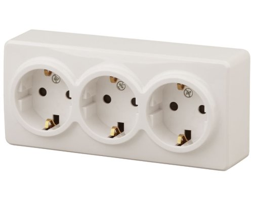 Розетка тройная ОУ Эксперт 11-2208-02 16А IP20 250В 3х2P+E слоновая кость Schuko (Б0020701)
