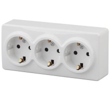 Розетка тройная ОУ Эксперт 11-2209-01 16А IP20 250В 3х2P+E белый Schuko (Б0020703)
