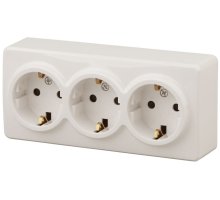 Розетка тройная ОУ Эксперт 11-2209-02 16А IP20 250В 3х2P+E слоновая кость Schuko (Б0020704)
