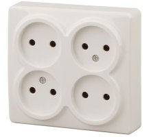 Розетка четверная ОУ Эксперт 11-2210-02 16А IP20 250В 4х2P слоновая кость ЭРА (Б0020707)