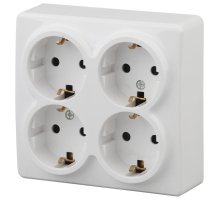 Розетка четверная ОУ Эксперт 11-2211-01 16А IP20 250В 4х2P+E белый Schuko (Б0020709)