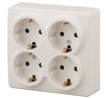 Розетка четверная ОУ Эксперт 11-2211-02 16А IP20 250В 4х2P+E слоновая кость Schuko (Б0020710)