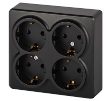 Розетка четверная ОУ Эксперт 11-2211-05 16А IP20 250В 4х2P+E антрацит Schuko (Б0063004)