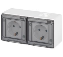 Розетка двойная ОУ Эксперт 11-2503-01 16А IP55 250В 2х2P+E белый ЭРА (Б0063264)